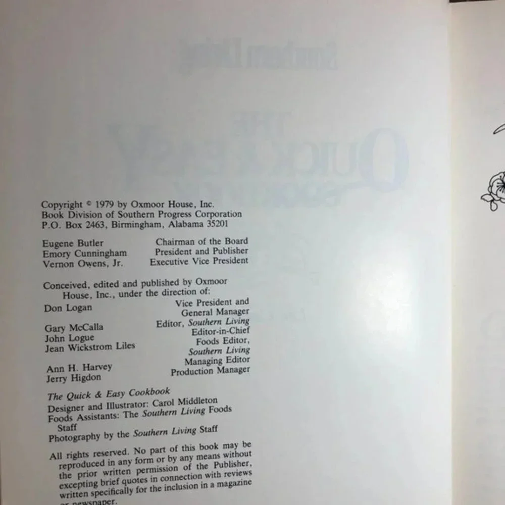 Vintage 1979 SOUTHERN LIVING THE QUICK & EASY cookbook